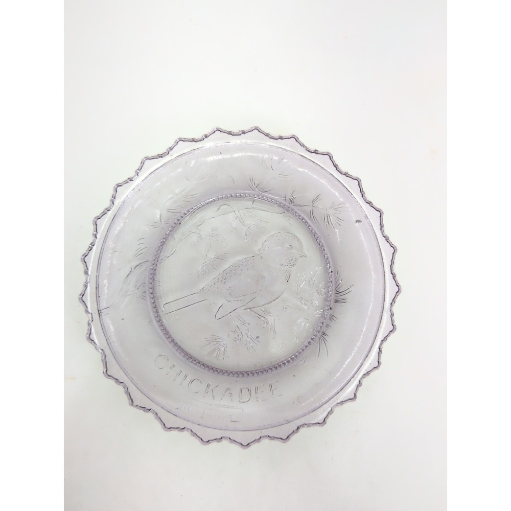 VTG Pairpoint Cup Plate Chickadee Light Purple Amethyst Bird